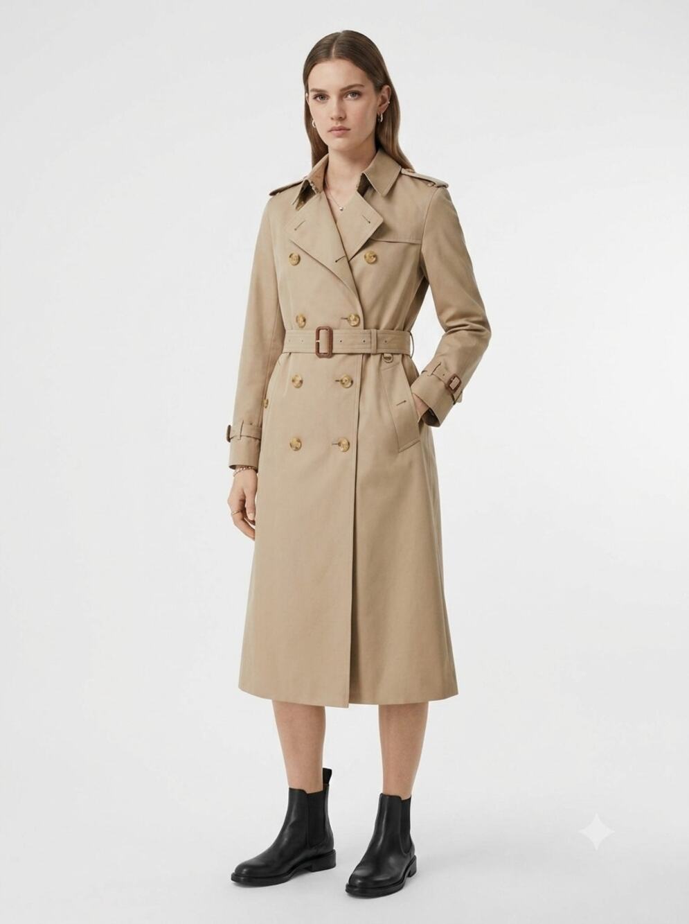 Vintage Burberrys Trench Coat Womens 4 Long Beige Plaid Lined Double Breasted